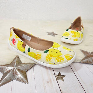 Uin Lemon Juice slip on ballet flat shoes yellow women's Size 8.5 comfort
